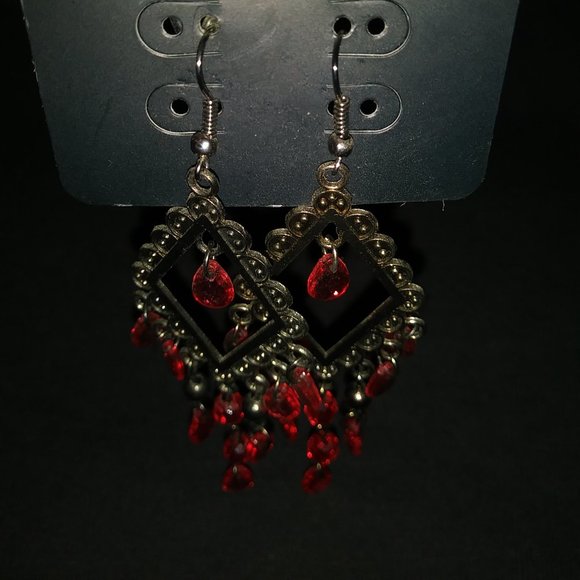Paparazzi Red Dangle Earrings in Red - Picture 2 of 3